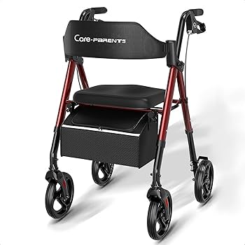 ★軽量アルミ歩行車　シルバーカー　ブルー　アウトレット品★ Amazon | Care-Parents 歩行器 高齢者用 軽量アルミ製 折り畳み